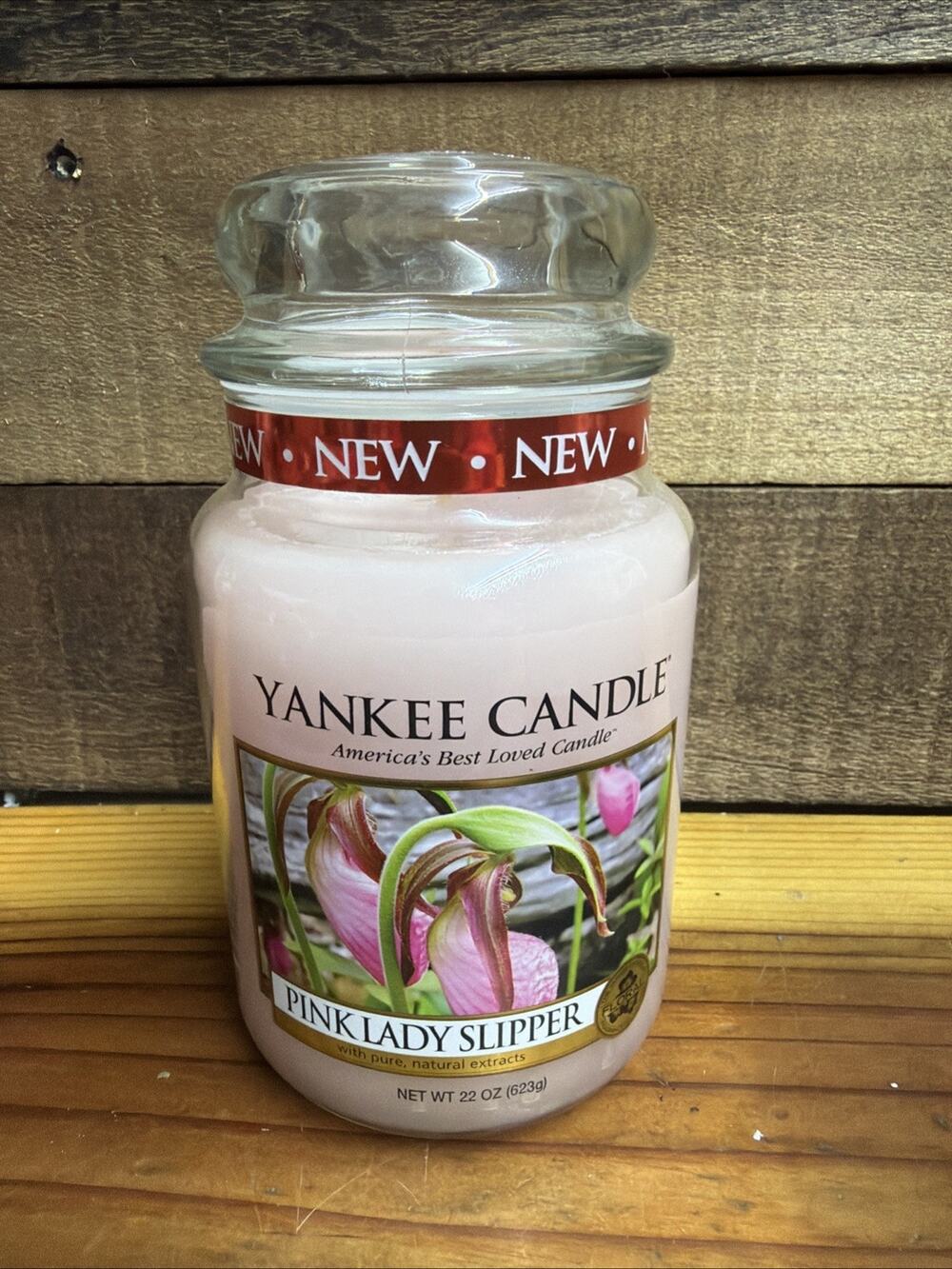 Yankee Candle Pink Lady Slipper Large Jar - Classic Label - NEW HTF 22 Oz